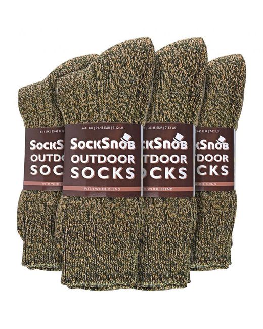 Sock Snob Brown 12 Pairs Wool Boot Socks For Hiking for men