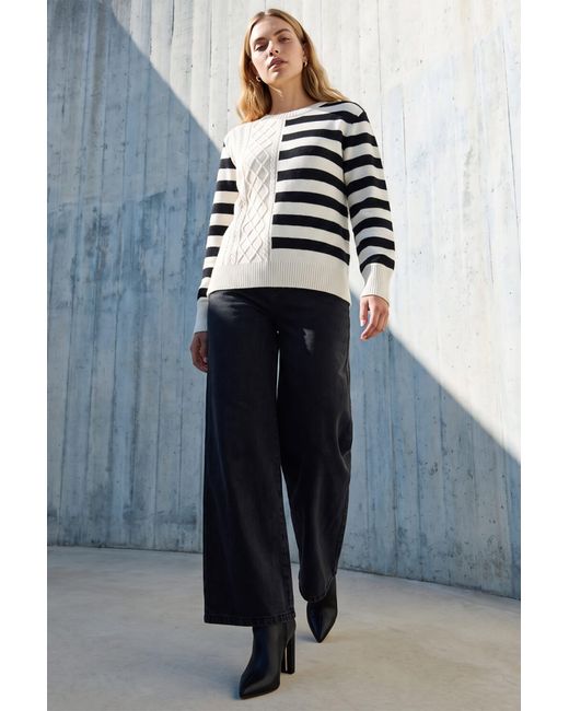 Roman Gray Cable Stripe Knit Jumper