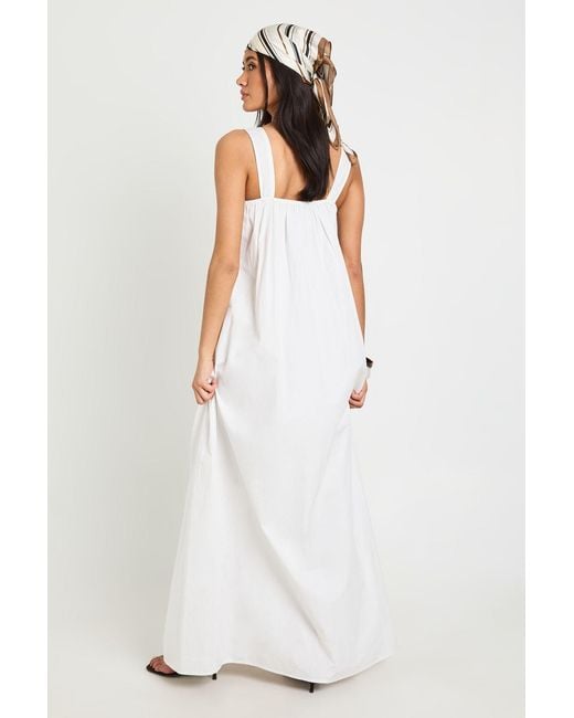 Boohoo White Tie Front Detail Maxi Smock Dress