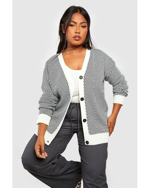 Boohoo Gray Plus Mono Oversized Cardigan