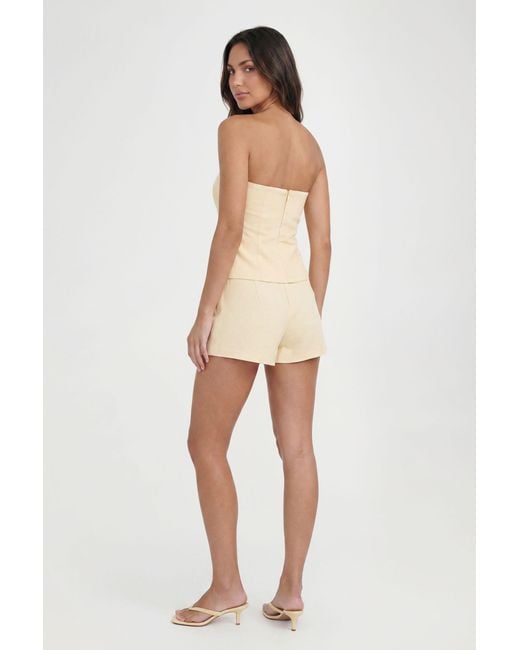Boohoo Natural Linen Look Tailored Shorts