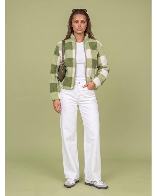 Urban Bliss Green Matcha Check Fleece Jacket