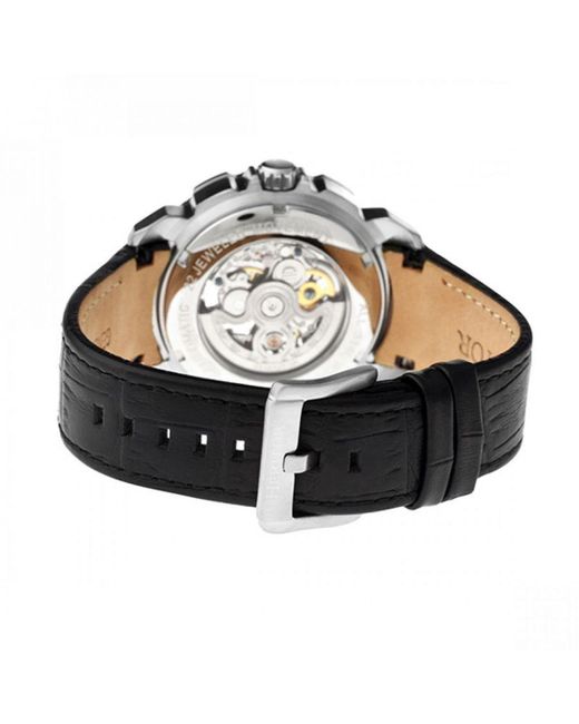 Heritor Multicolor Conrad Skeleton Leather-Band Watch for men