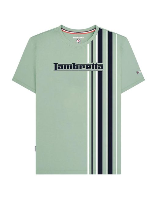 Lambretta Green Racing Stripe T-Shirt (Iceberg) for men