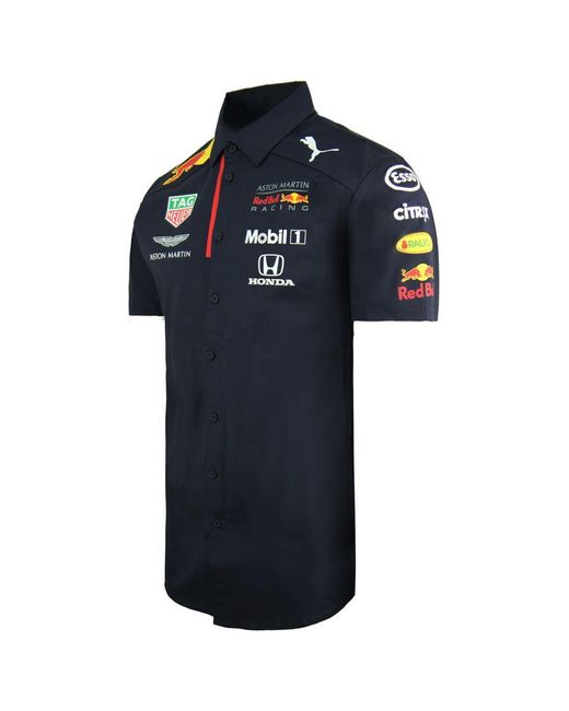 PUMA Blue Aston Martin Bull Racing Team F1 Short Sleeve Shirt 762883 01 for men