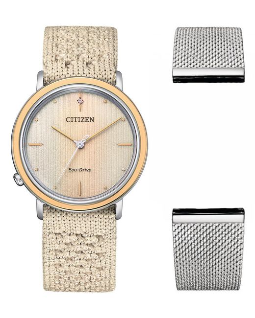 Citizen Metallic L Ambiluna Collection Watch Em1006-40A Fabric