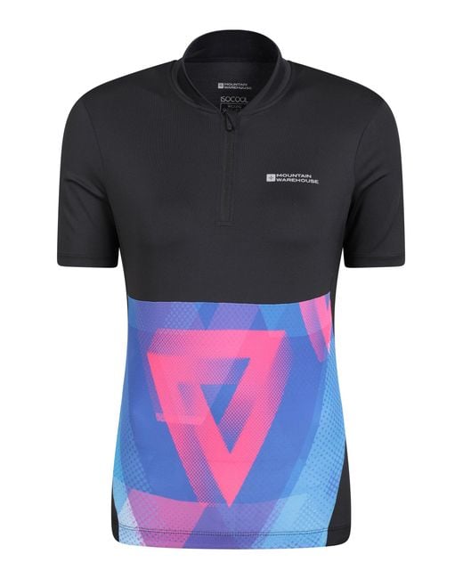 Mountain Warehouse Black 'Chaser' Printed Half Zip Cycling Jersey Soft Short Sleeve Quick Dry Top