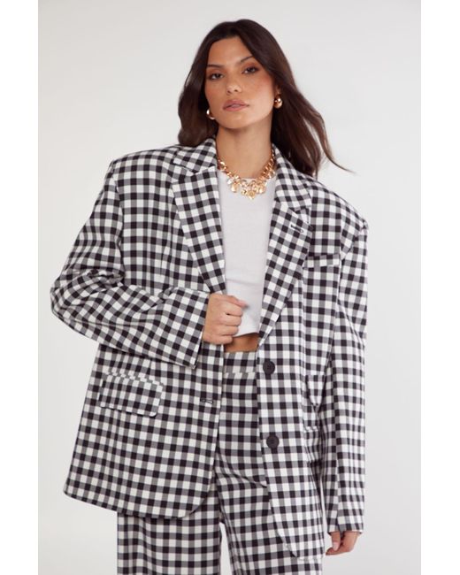 Nasty Gal Multicolor Gingham Tailored Blazer