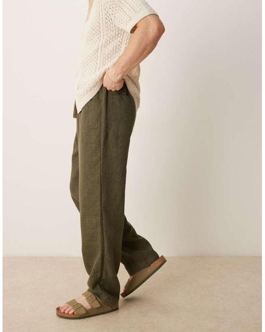 ASOS Natural Baggy Trouser With Drawstring for men