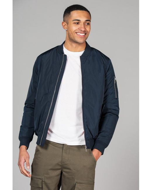 Tokyo Laundry Blue Bomber Jacket With Zip Fastening for men
