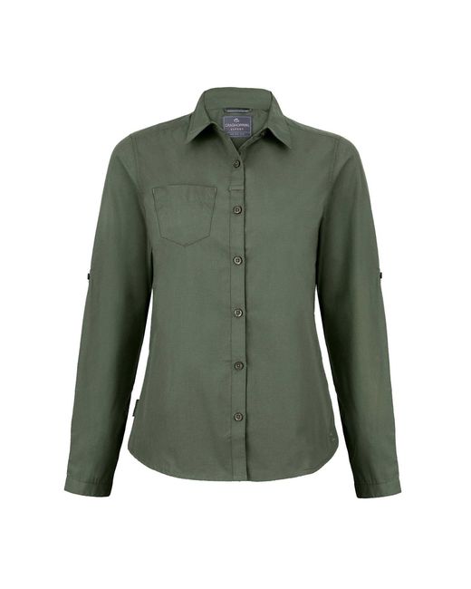Craghoppers Green Ladies Kiwi Long-Sleeved Shirt (Dark Cedar)