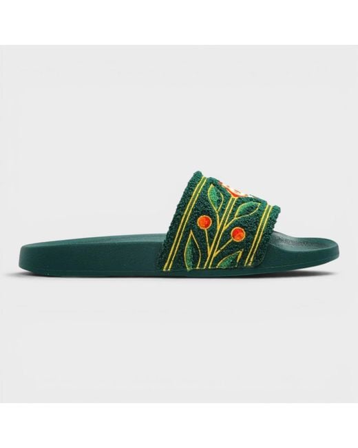 Casablanca Green Embroidered Terry Slider Uk8 Rubber for men