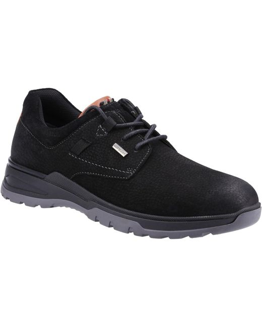 Hush Puppies Black Pele Leather Nubuck Lace-Up Shoes for men