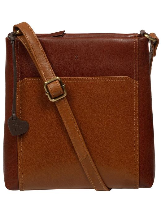 NiNa Amora Brown 'Fiorella' Conker & Dark Tan Leather Cross Body Bag