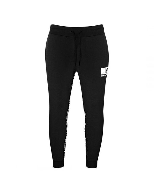 New Balance Black Stretch Waist Essential Id Fleece Track Pants Mp13508 Bk Cotton for men