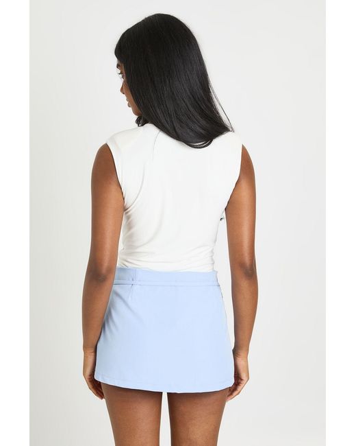 Boohoo White Belt Detail Tailored Skort