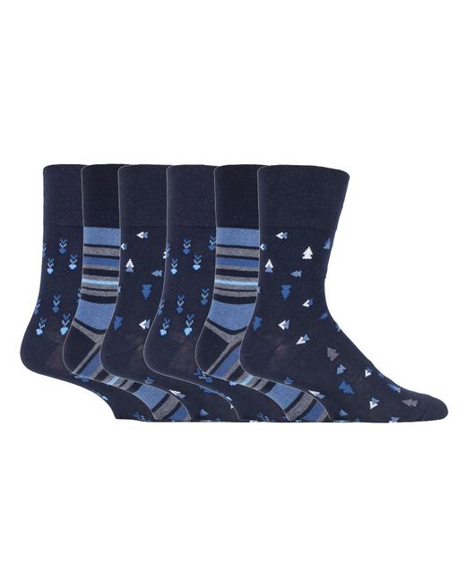 Gentle Grip Blue 6 Pairs Non Elastic Socks for men
