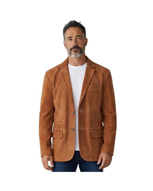 Infinity Leather Brown Italian Suede Blazer Jacket for men