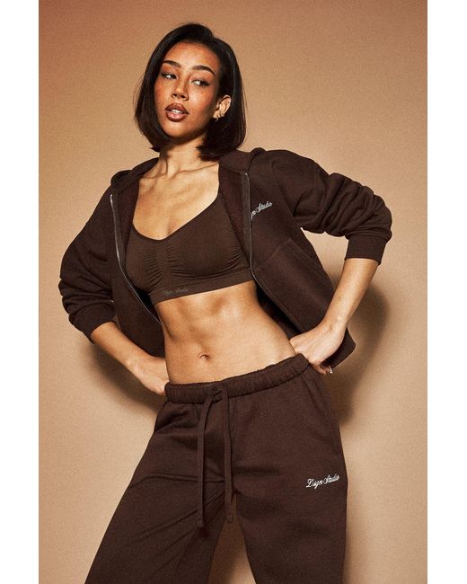 DSGN Studio Black Boxy Zip Through Hoodie