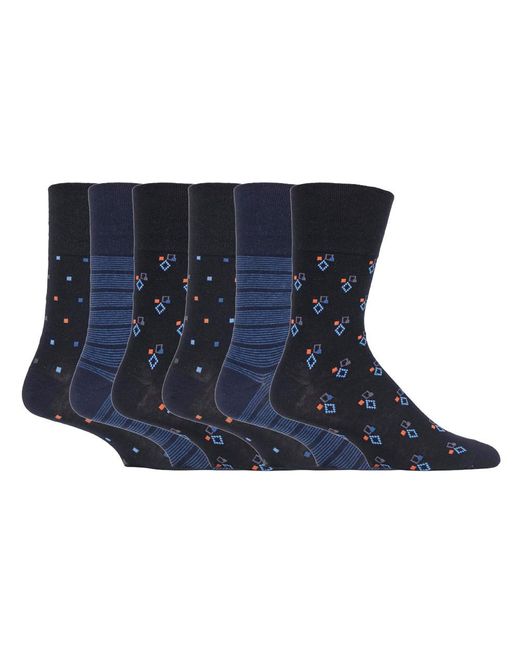 Gentle Grip Blue 6 Pairs Non Elastic Socks for men