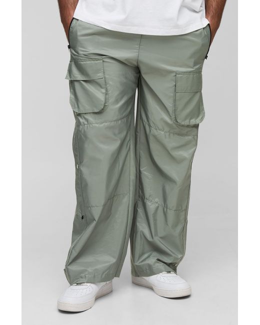 BoohooMAN Green Plus Elasticated Waist Relaxed Cargo Pants for men