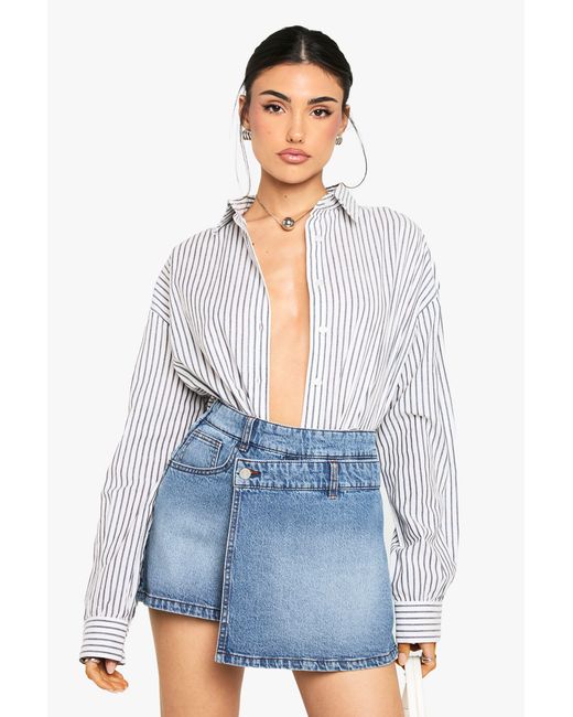 Boohoo Blue Denim Skort
