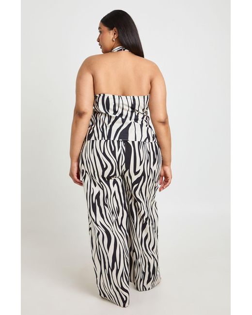 Boohoo White Plus Zebra Elasticated Wide Leg Trouser