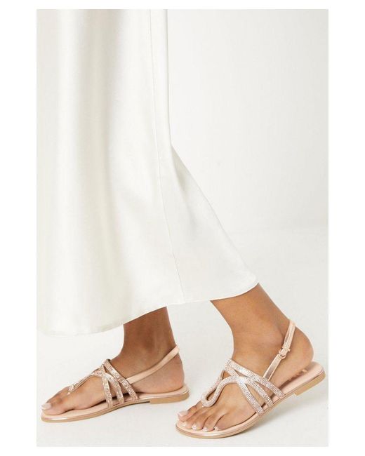 Dorothy Perkins White Wide Fit Frida Embellished Sandals