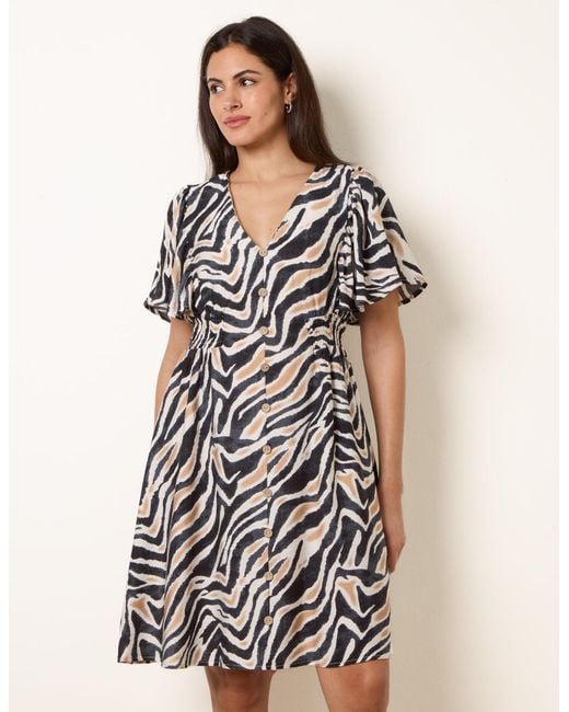 Blue Vanilla Natural Coconut Button Shirred Waist Dress