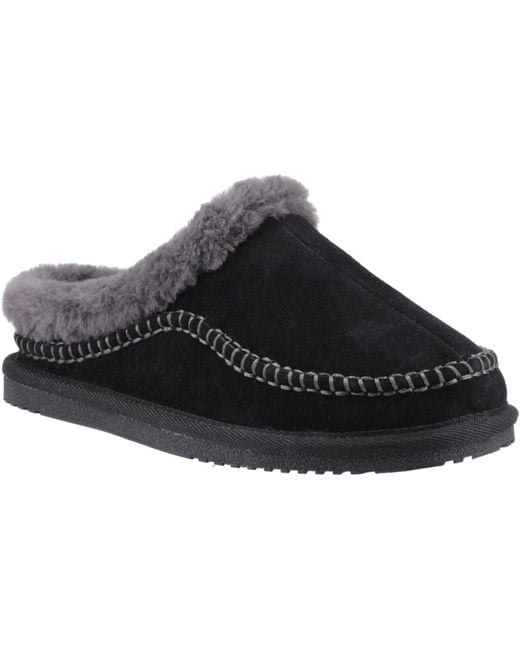 Hush Puppies Black Anika Suede Slippers
