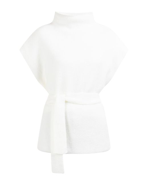 Dreimaster Gebreide Poncho Wolwit in het White