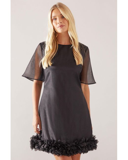 Wallis Black Petite Organza 3D Applique Shift Dress