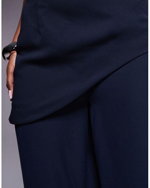 ASOS Blue Square Neck Structured Jumpsuit With Chiffon Trouser