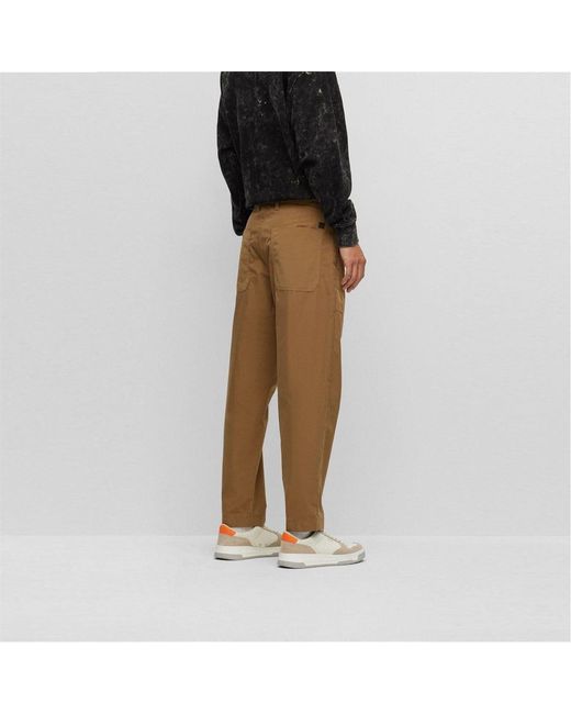 Boss Brown Statum Solid Patterned Straight Cargo for men