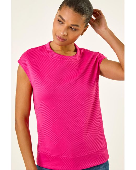 Roman Pink Textured Elasticated Hem Top