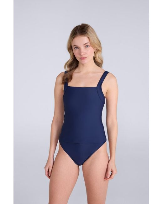 Mountain Warehouse Blue Tankini Plain Top Uv Protection Upf 50+ Chlorine Resistant Stretchy Swimwear