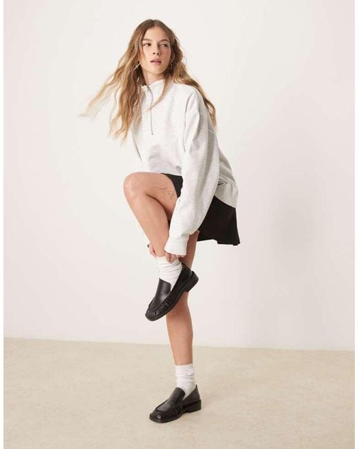 ASOS White Funnel Neck Half Zip Sweatshirt