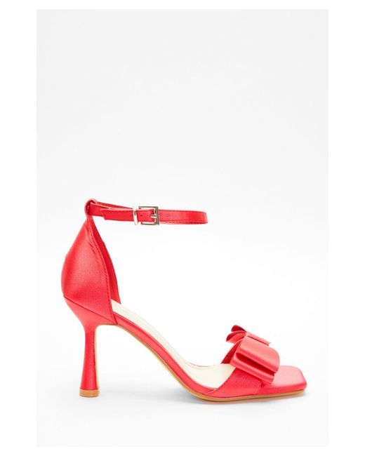 Quiz Red Satin Bow Heeled Sandals