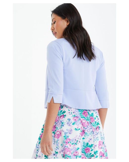Quiz Blue Split Sleeve Crop Jacket Lyst UK