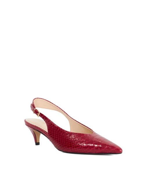 Dune Connect Leather Flared Heel Court Shoes