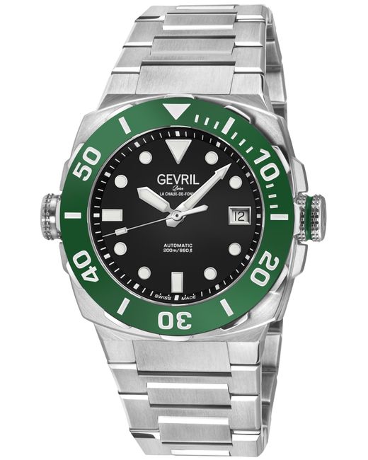 Gevril Gray Fortuna 316L Stainless Steel Case, Bezel, Enamel Dial, Bracelet for men