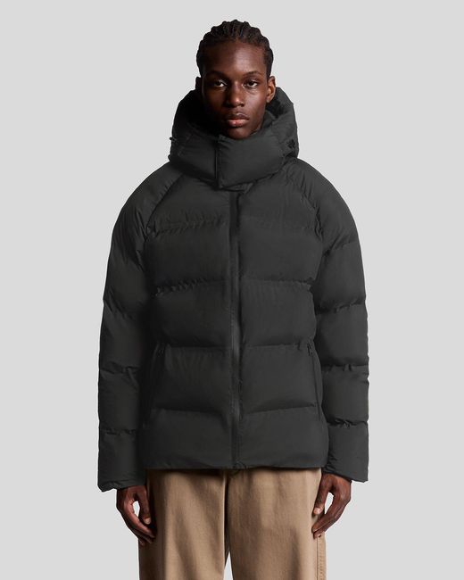 Lyle & Scott Black Heavyweight Hooded Puffer Jacket for men