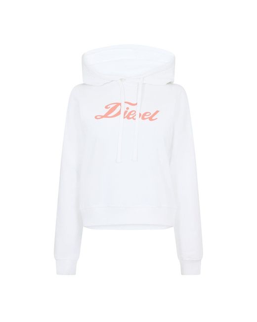 DIESEL White Lacoste Lettering Hooded Neck Long Sleeve Sweatshirt