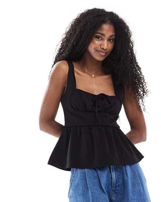 Miss Selfridge Black Jersey Milkmaid Corset Top
