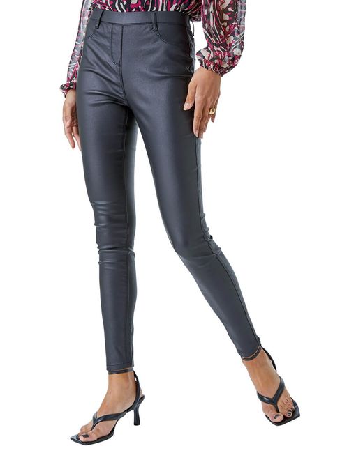 Roman Blue Coated Faux Leather Jeggings