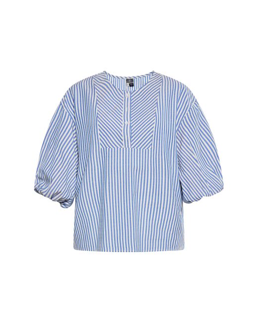 Dreimaster Blouse Dames Blauw Wol Wit in het Blue