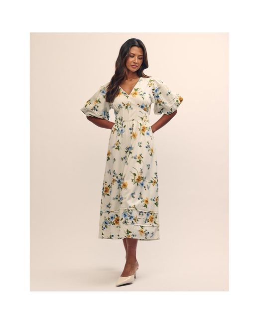 Nobody's Child Natural Nobodys Clover V-Neck Midi Dress