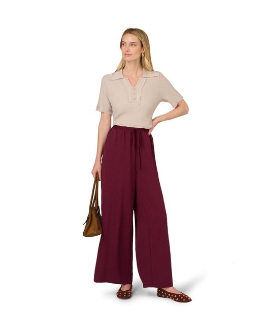 Adrianna Papell Red Airflow Woven Trouser