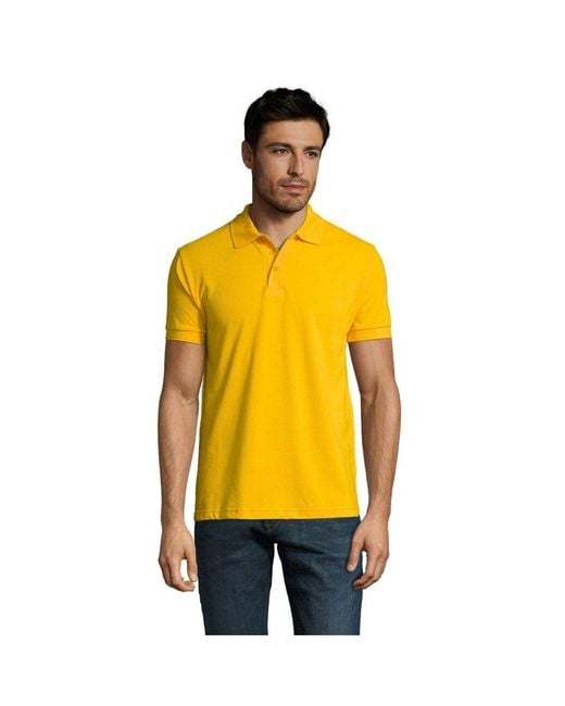Sol's Prime Pique Poloshirt Met Korte Mouwen (goud) in het Yellow voor heren