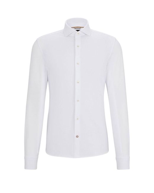 Boss White Hugo Boss C-Hal-Spread Collar Long Sleeved Shirt for men